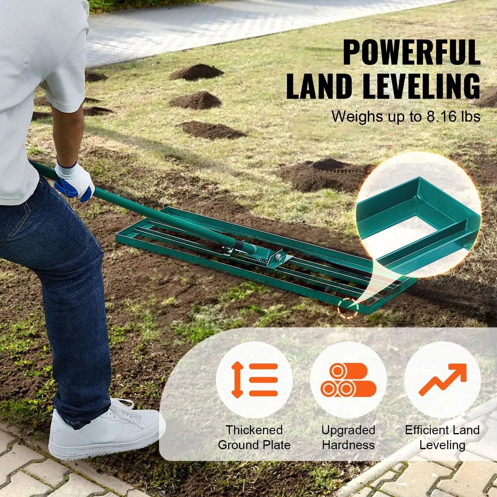 GardenMaster Pro Rake with Extended Handle for Perfectly Even Lawns