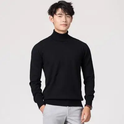Luxurious Cashmere-Cotton Blend Turtleneck Sweater for Men