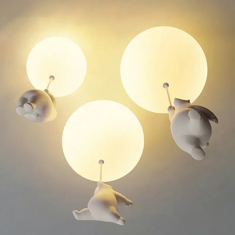 Charming Teddy Bear Balloon Pendant Light for Kids' Rooms