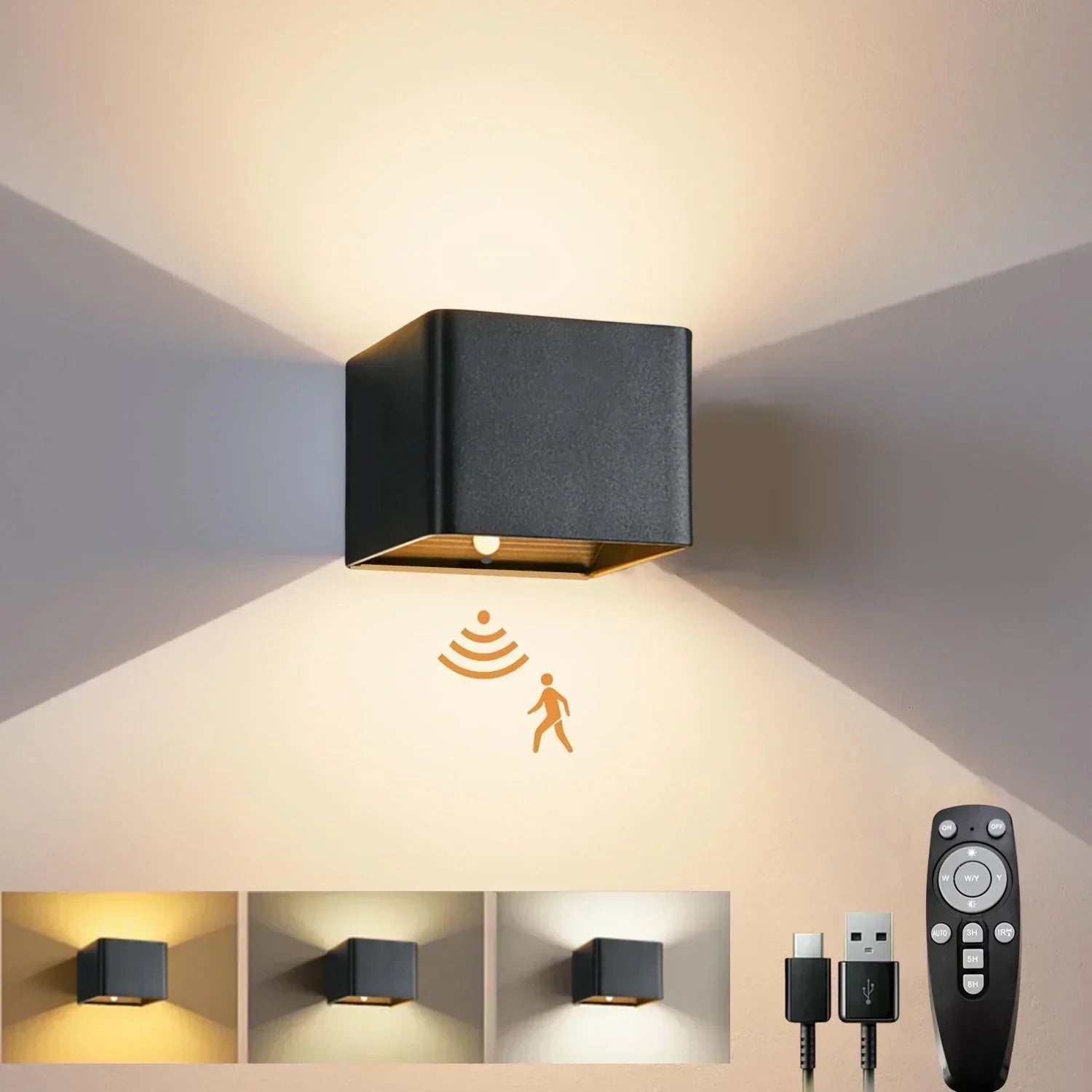 SmartGlow Motion-Activated LED Wall Light with Rechargeable Battery
