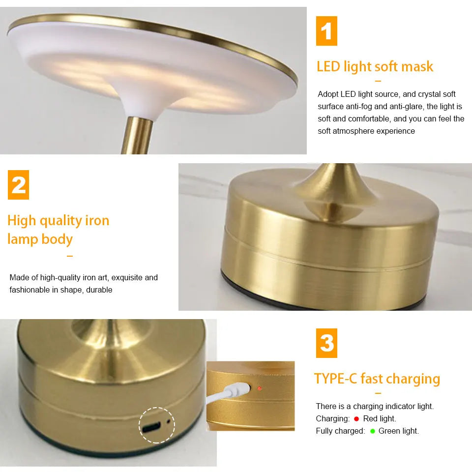 Smart Touch LED Table Light - Rechargeable & Portable Night Lamp