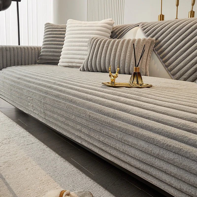 Plush Comfort Winter Sofa Protector in Soft Faux Fur