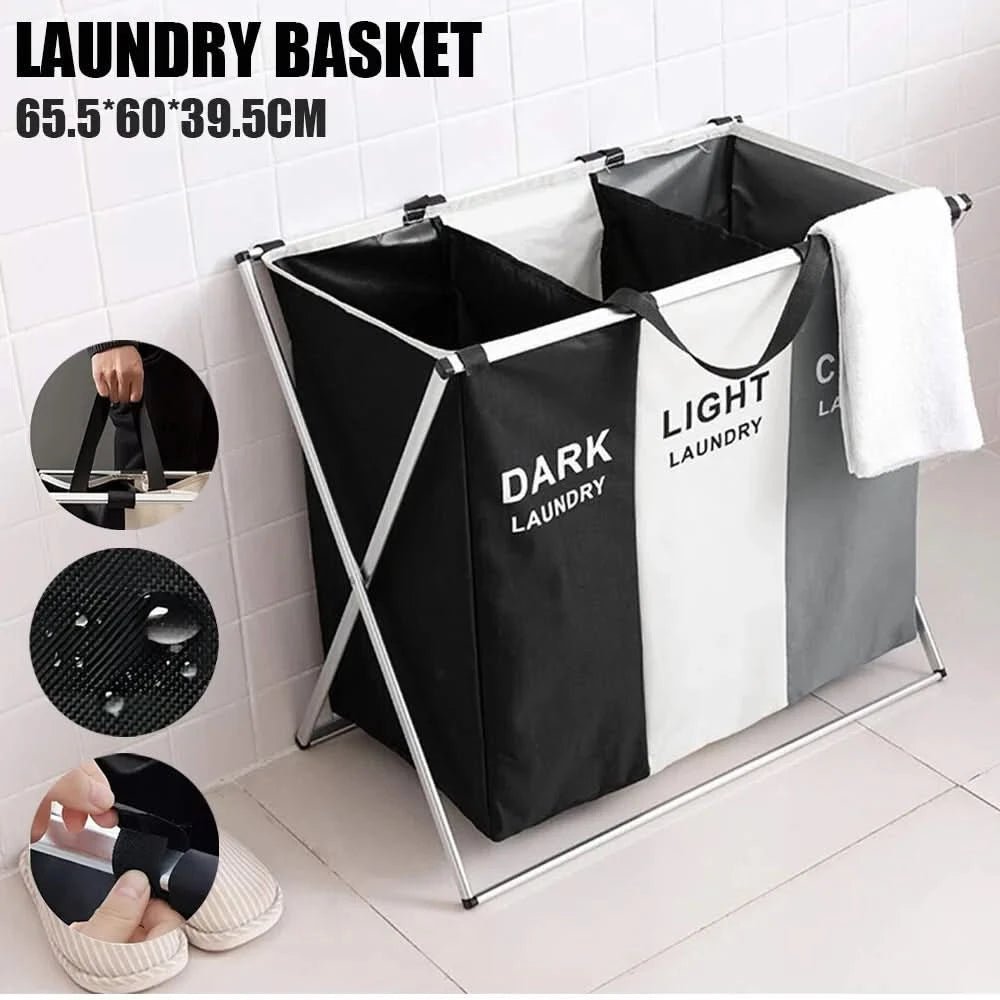 Effortless 3-Section Laundry Organizer with Space-Saving Design