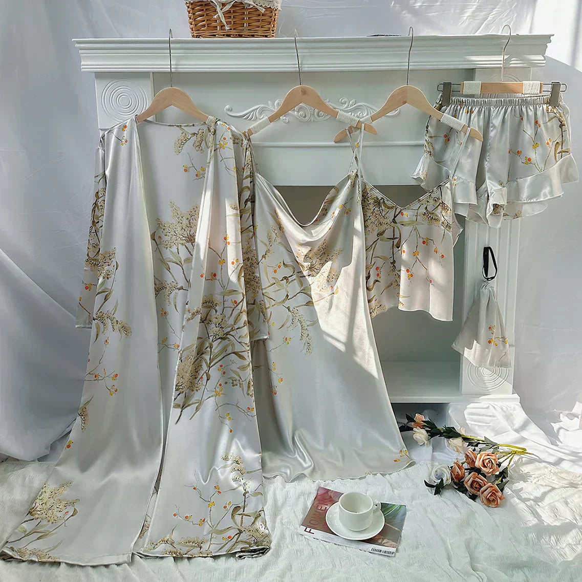 Celestial Dreams Satin Sleepwear Ensemble for Women