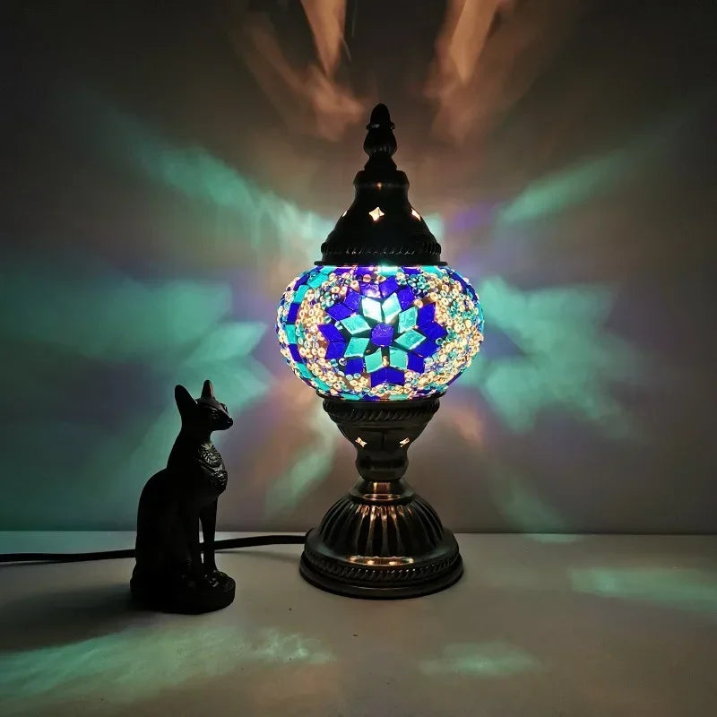 Turkish Stained Glass Table Lamp Mosaic Retro Bedside Cafe Decor Light