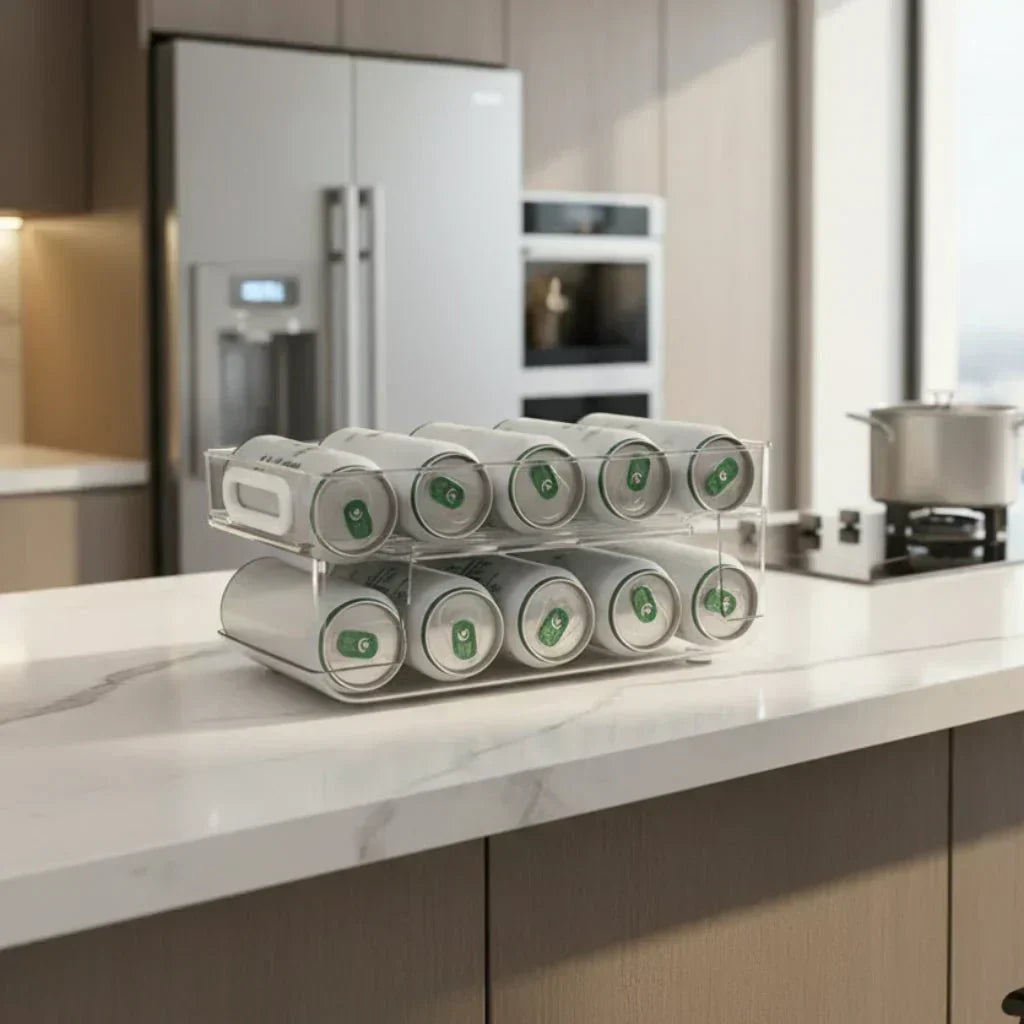 SmartFlow Dual-Tier Can Organizer for Tidy Refrigerators