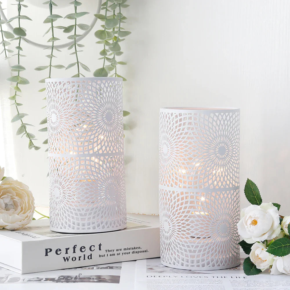 Set of 2 Cordless LED Cylinder Lamps for Elegant Lighting
