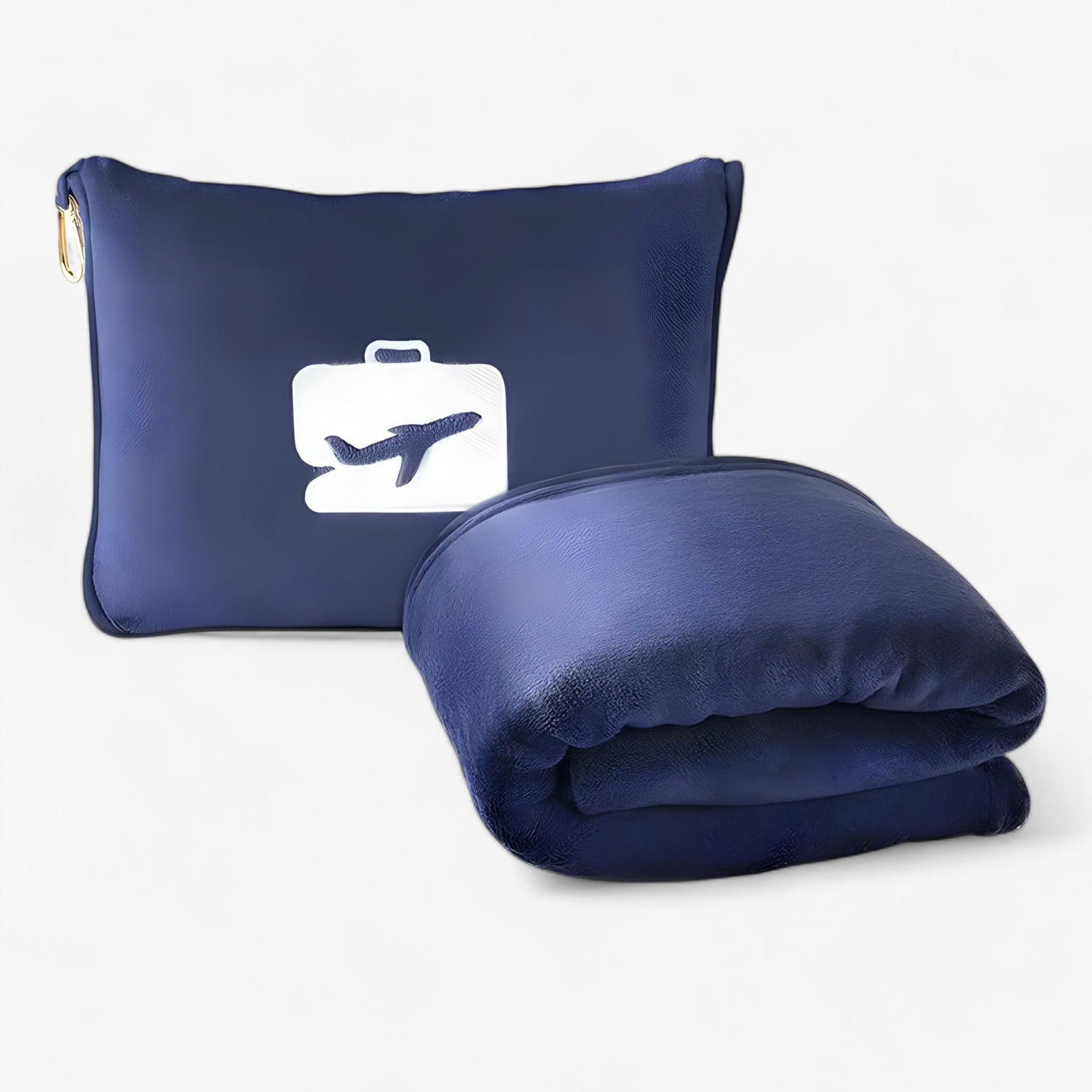 Compact Travel Set with Soft Pillow and Blanket in Carry Bag