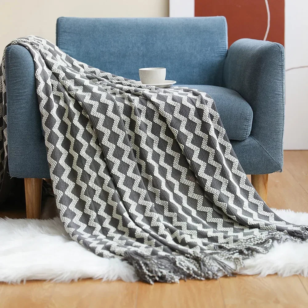Chunky Knit Throw | Soft Acrylic | Cozy Warm Comfort | Reusable