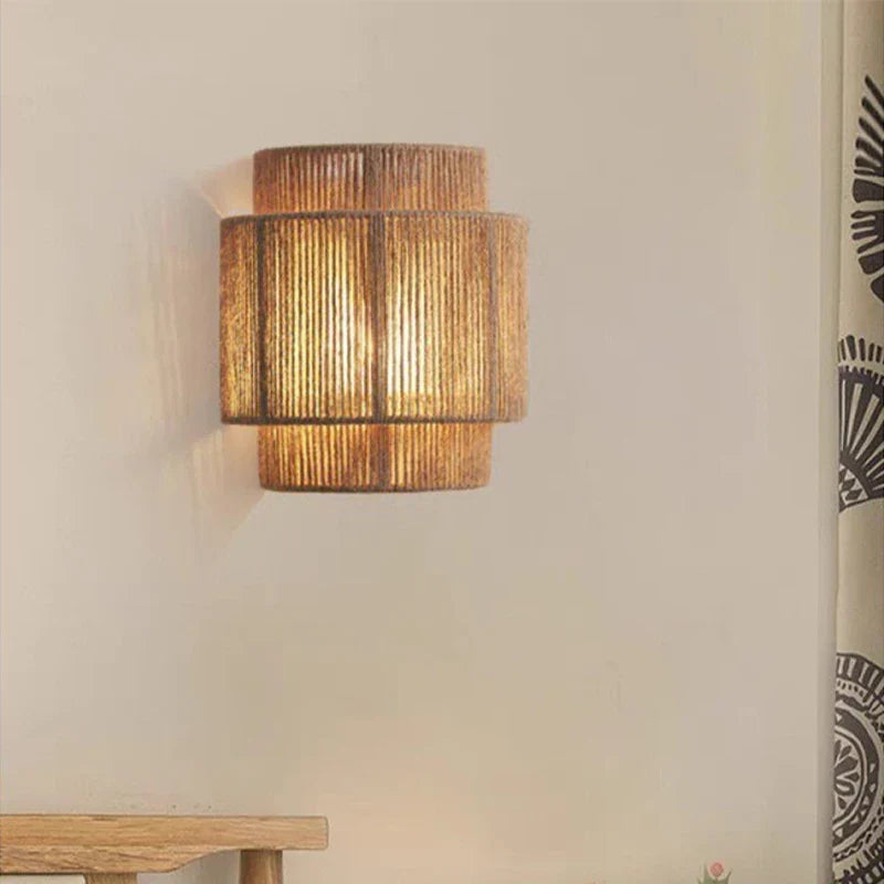 Handcrafted Rattan Wall Sconce for Cozy Spaces