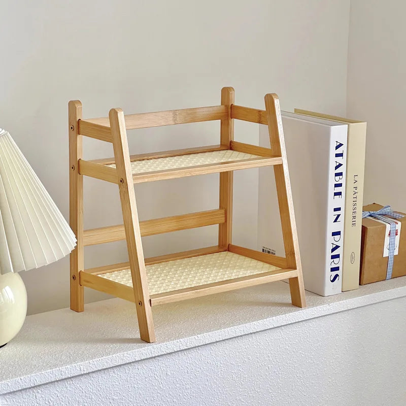 Bamboo 2-Tier Shelf – Organizer for Kitchen and Office Use