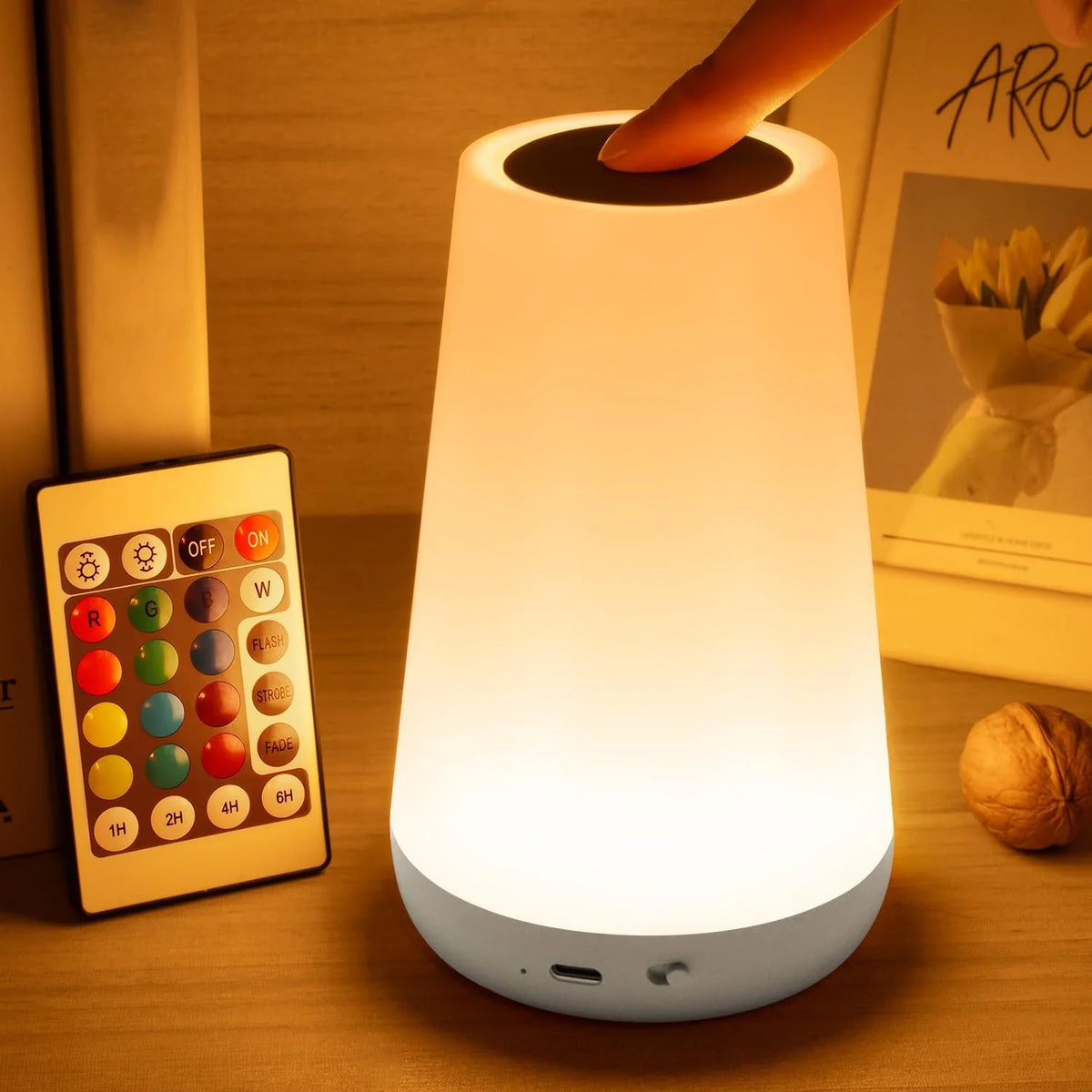 Versatile Touch-Control Dimmable LED Night Lamp with USB Charge