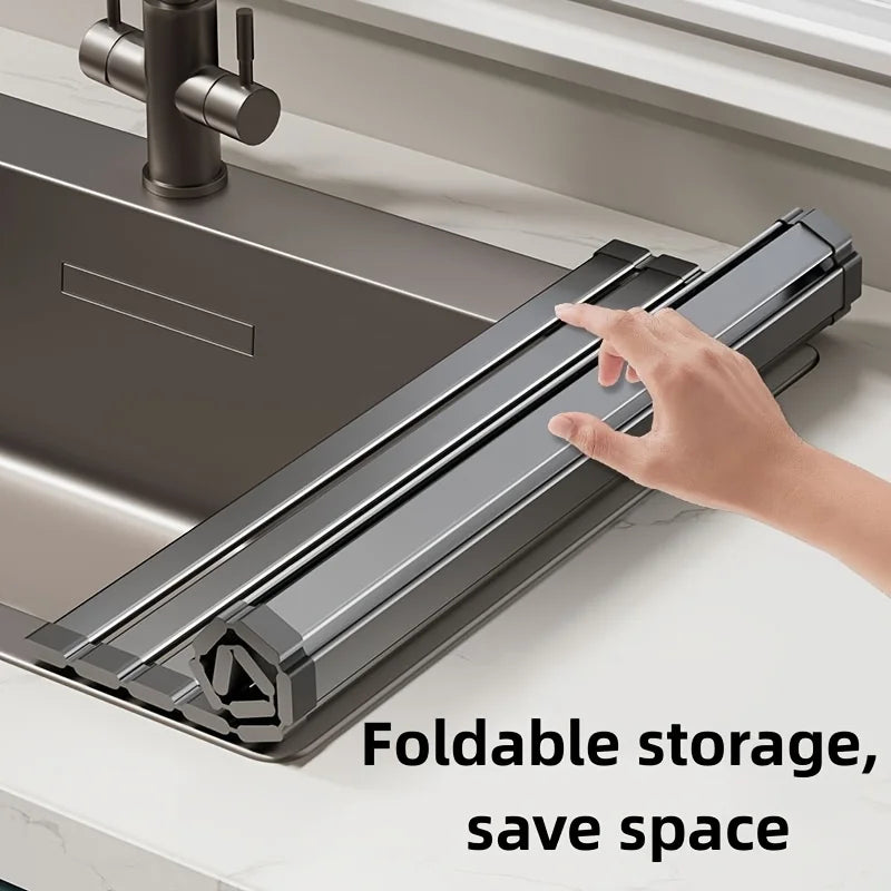 Space-Saving Rollable Drain Shelf for Kitchen Sink
