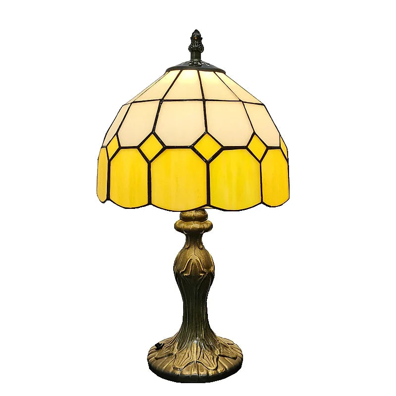 8" Nordic Plaid Table Lamp Modern Bedside Desk Light Green Purple Yellow Girls