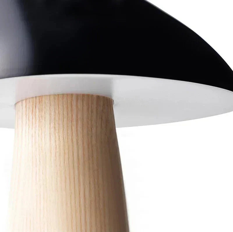 Haven Glow Mushroom Lamp with Natural Wood Finish