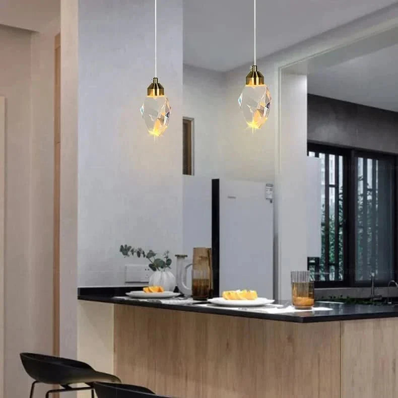 Faceted Shade Crystal Pendant Light with LED
