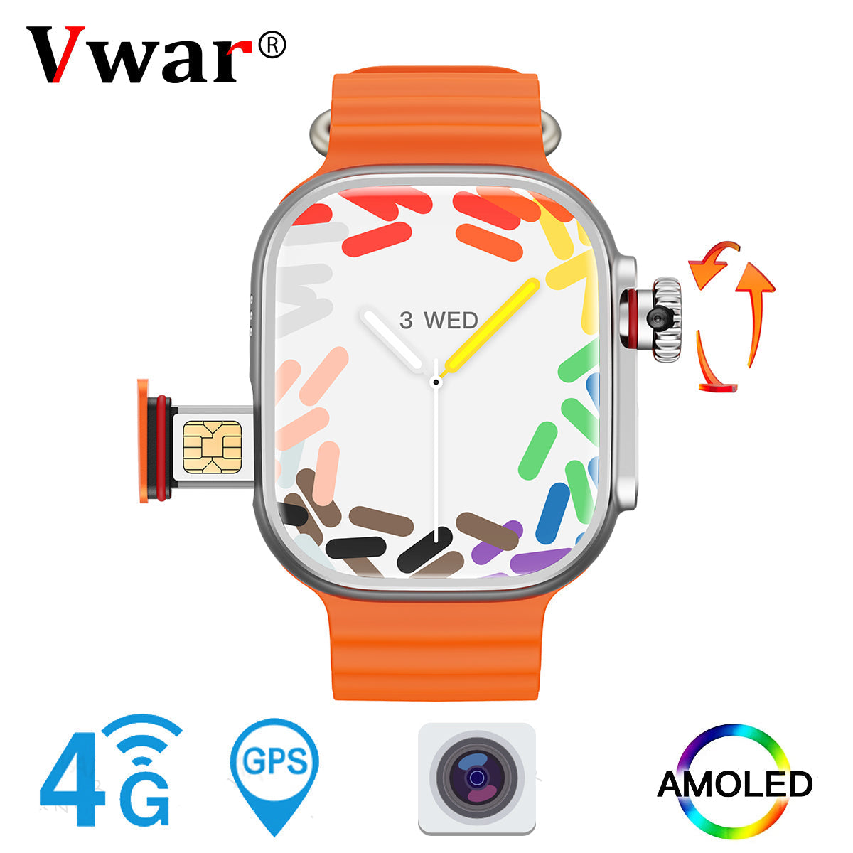 4G Smartwatch with AMOLED Display and Rotating Camera for Easy Connectivity