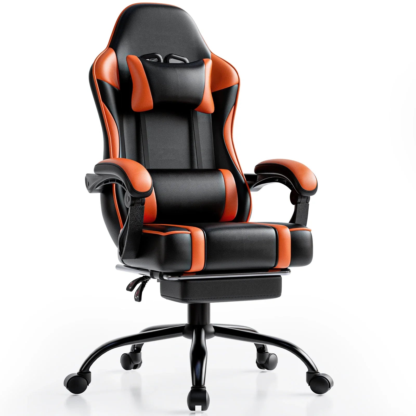 Ergonomic Reclining Gaming Chair with Footrest and PU Leather