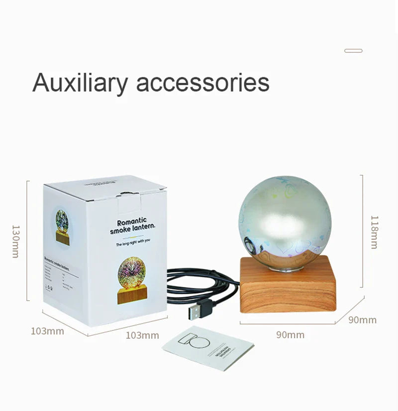 3D Firework LED Night Light Glass Ball Starry Sky Table Lamp Home Decor