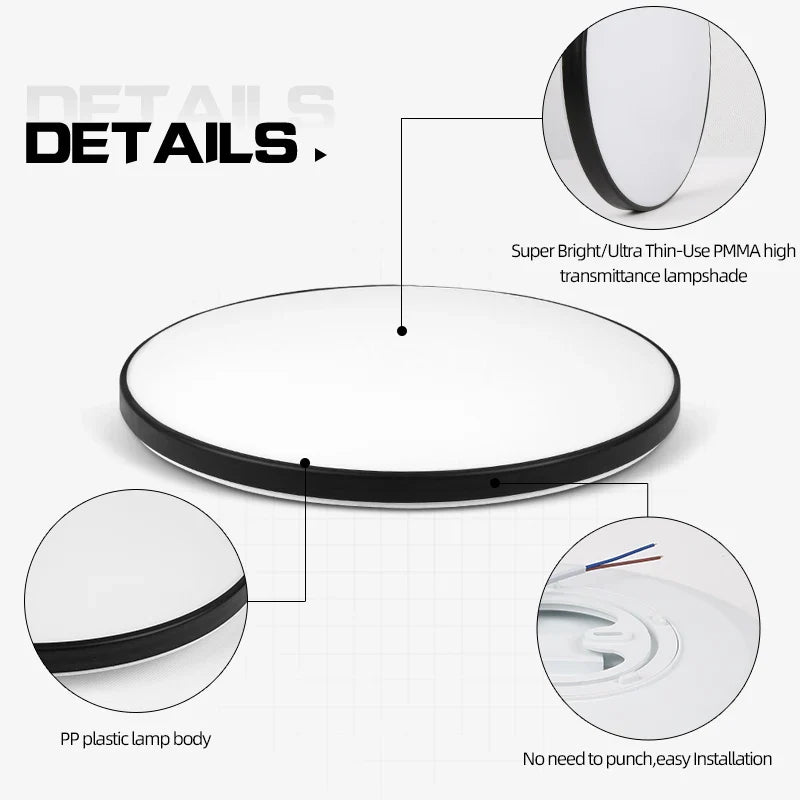 Round Ceiling Light with Motion Sensor - LED Technology for Generous Lighting