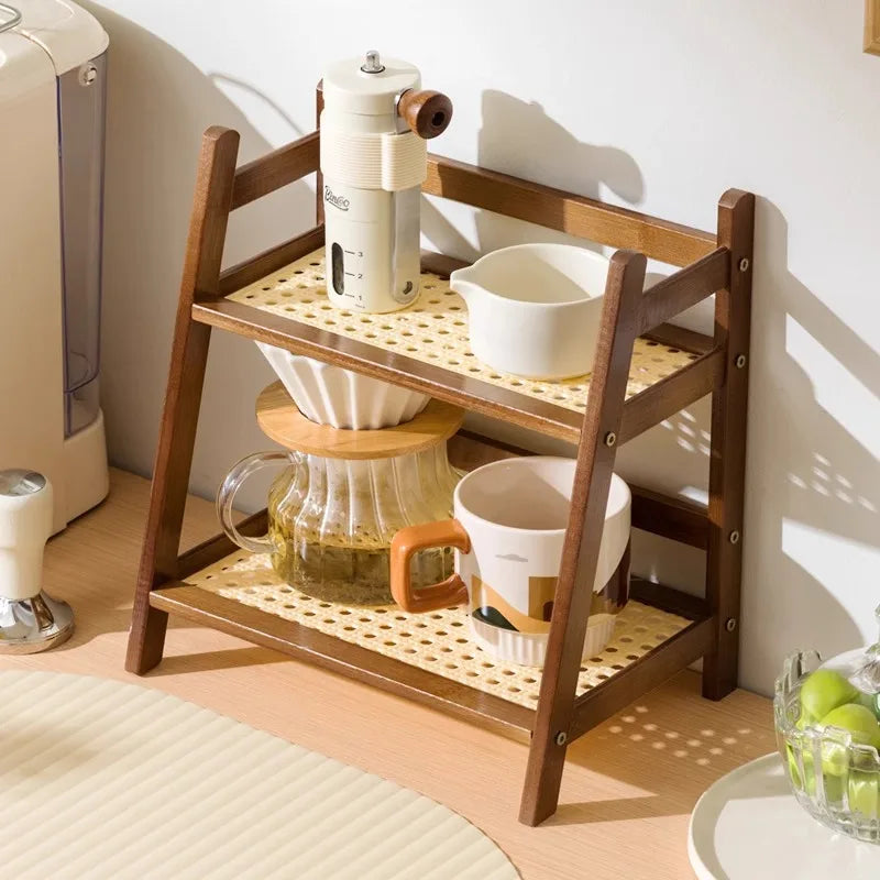 Bamboo 2-Tier Shelf – Organizer for Kitchen and Office Use