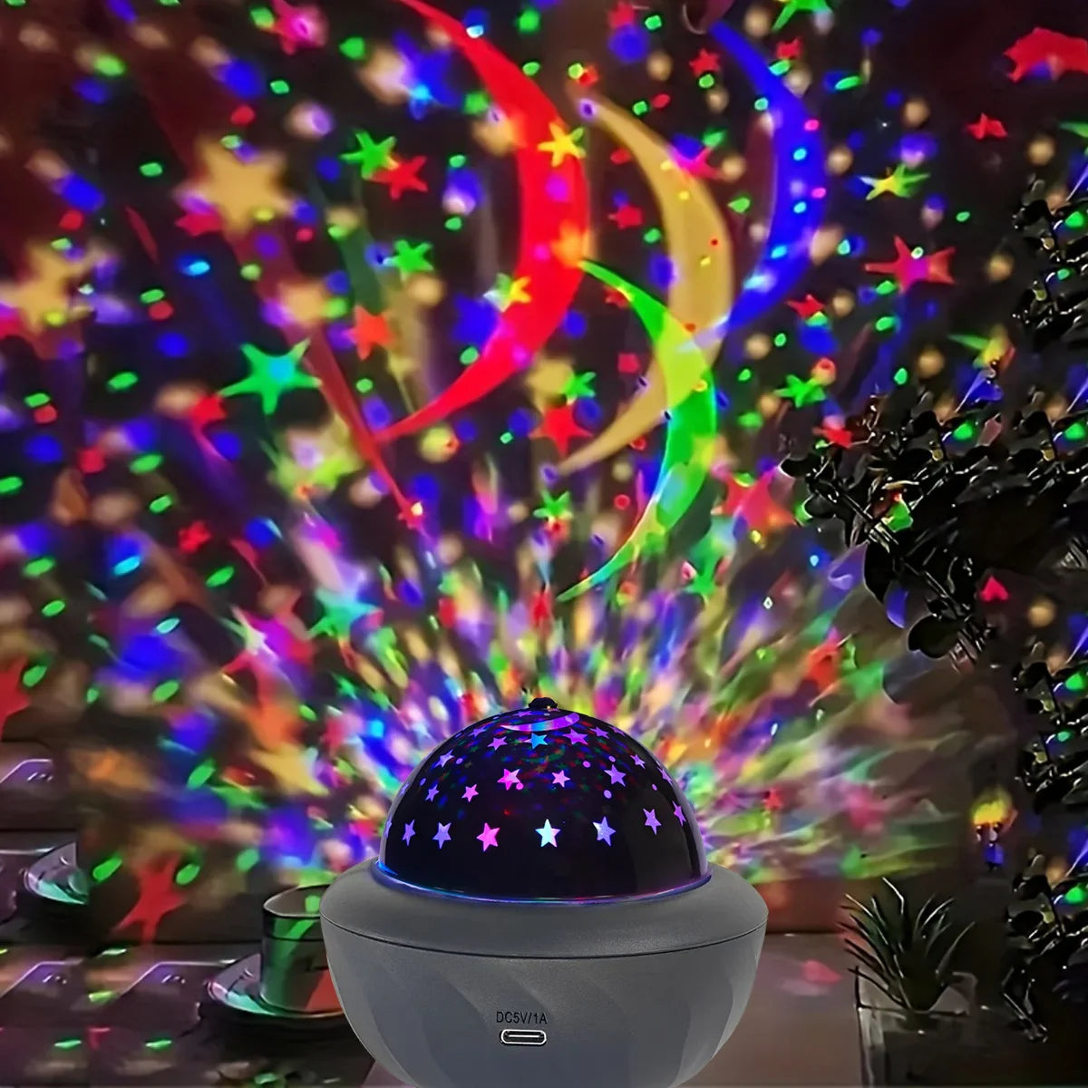 USB Galaxy Projection Lamp with Colorful Rotating Stars