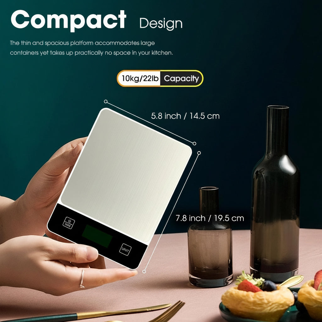 Precision Weighing Scale with Stainless Steel Finish, 22 Lb Limit