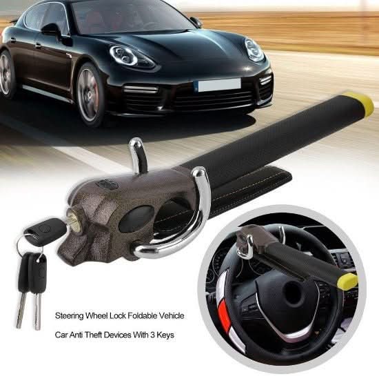 FortressGuard Steering Wheel Lock with Alarm and Triple Defense