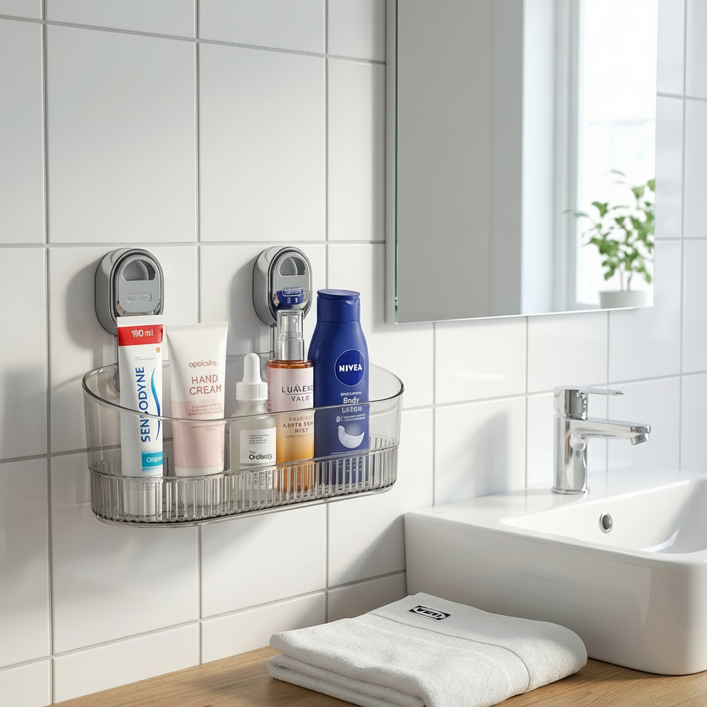No-Drill Adhesive Shelf for Effortless Kitchen and Bathroom Storage