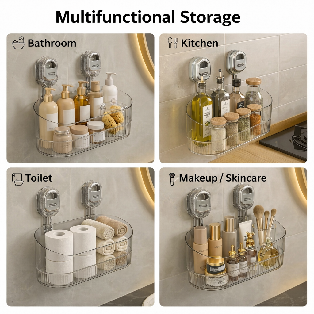 No-Drill Adhesive Shelf for Effortless Kitchen and Bathroom Storage