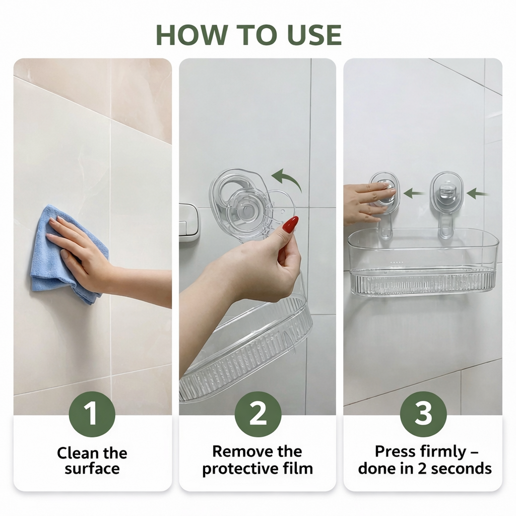 No-Drill Adhesive Shelf for Effortless Kitchen and Bathroom Storage