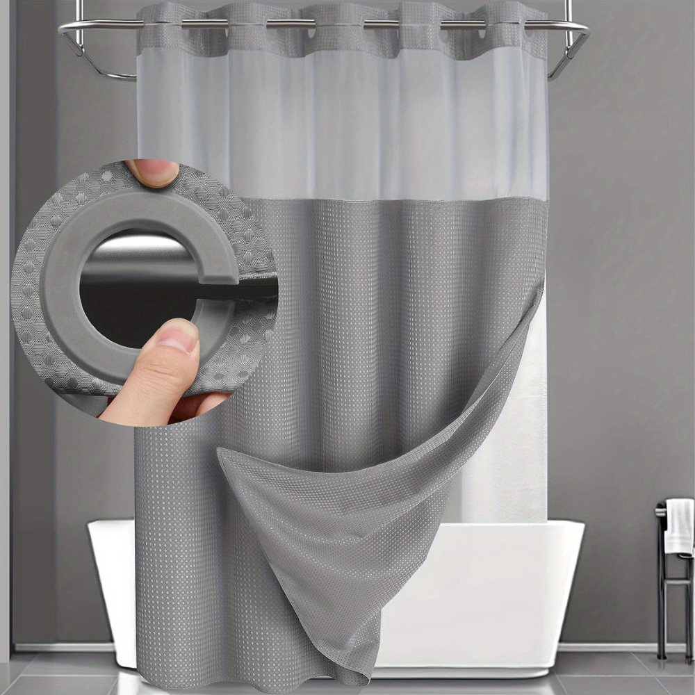 Stylish Double-Layer Shower Curtain with Waffle Texture