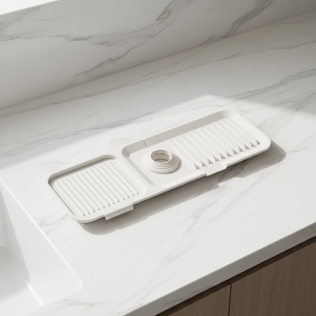 Versatile Faucet Mat with Drip Tray and Efficient Drainage