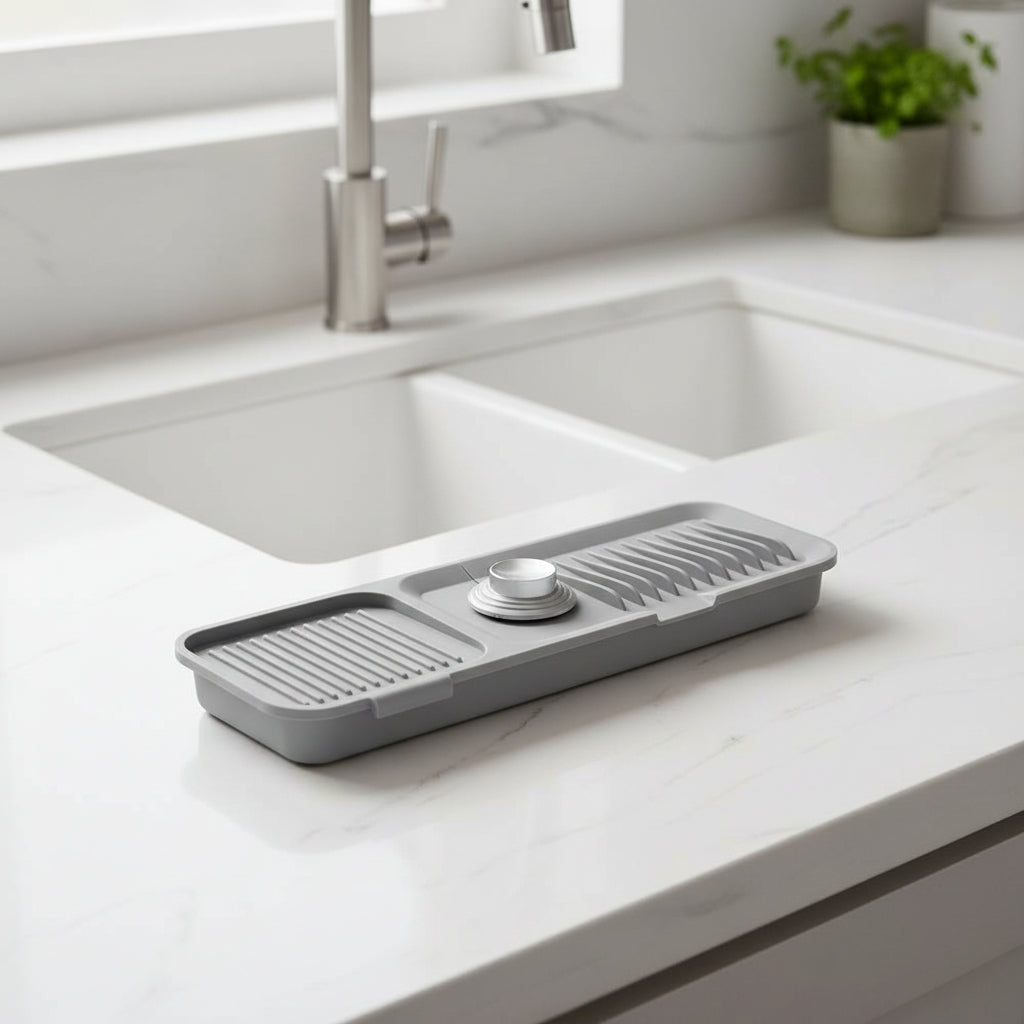 Versatile Faucet Mat with Drip Tray and Efficient Drainage