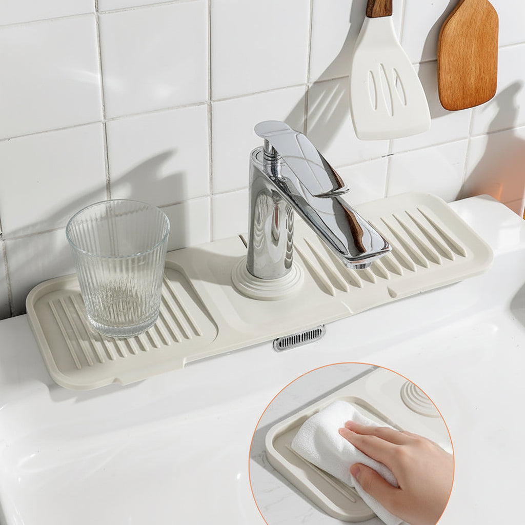 Versatile Faucet Mat with Drip Tray and Efficient Drainage