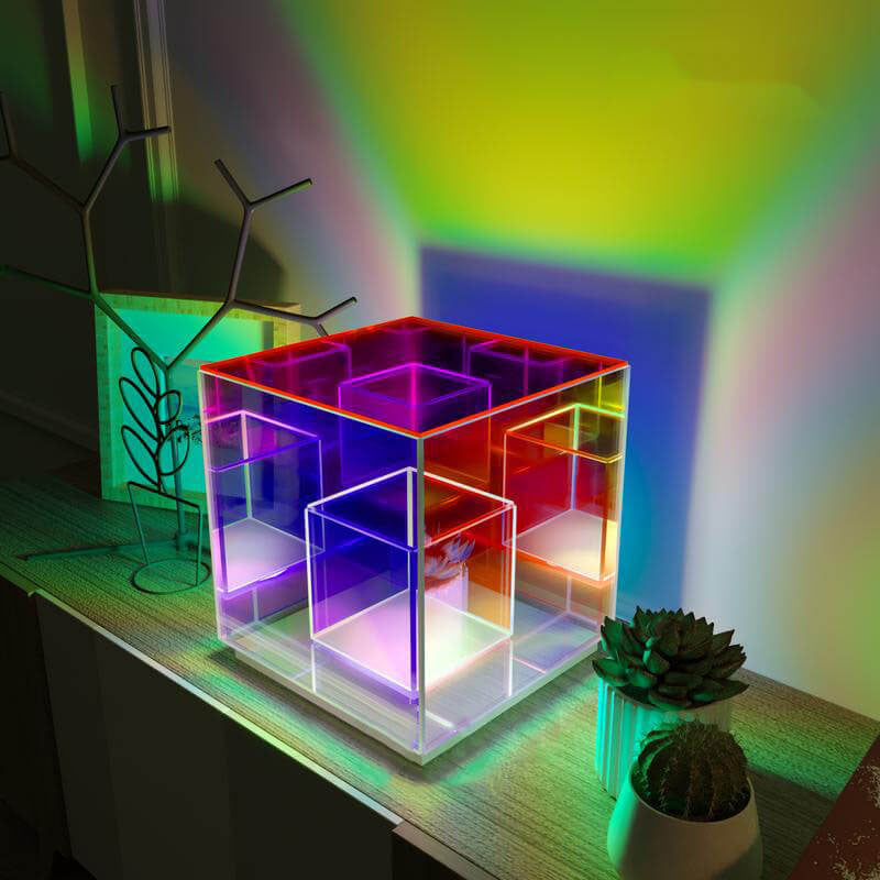 Modern RGB-Line Magic Cube LED Table Lamp Made of Taavita