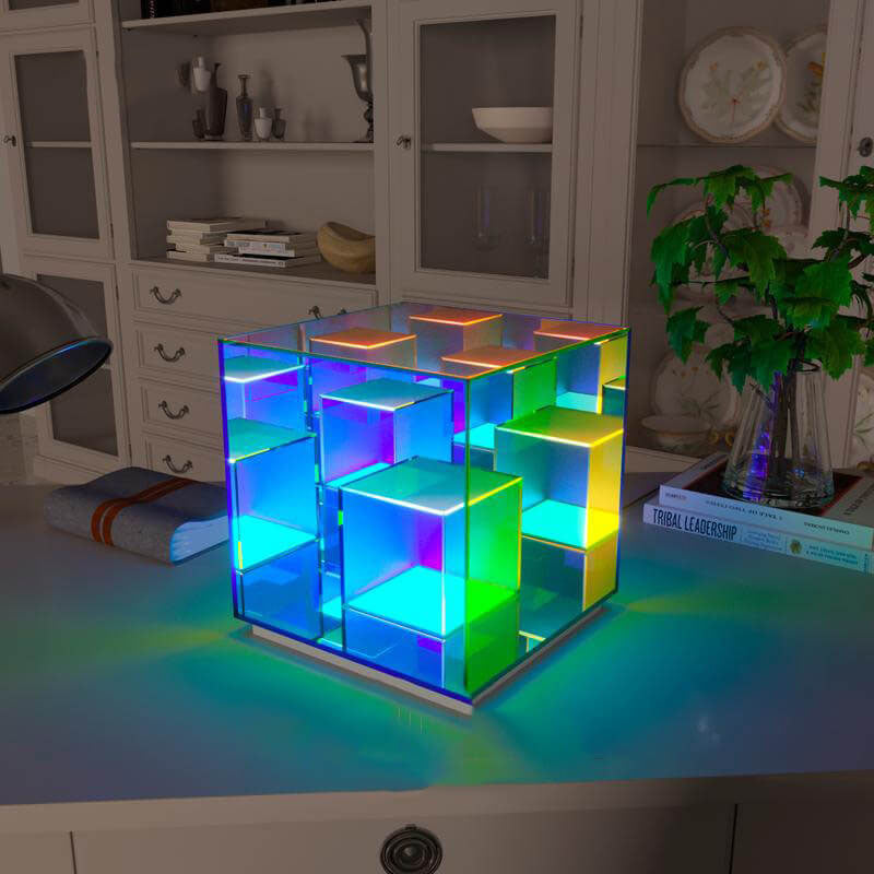 Modern RGB-Line Magic Cube LED Table Lamp Made of Taavita