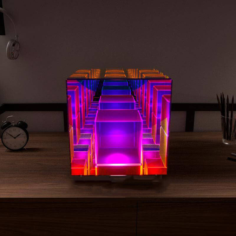 Modern RGB-Line Magic Cube LED Table Lamp Made of Taavita