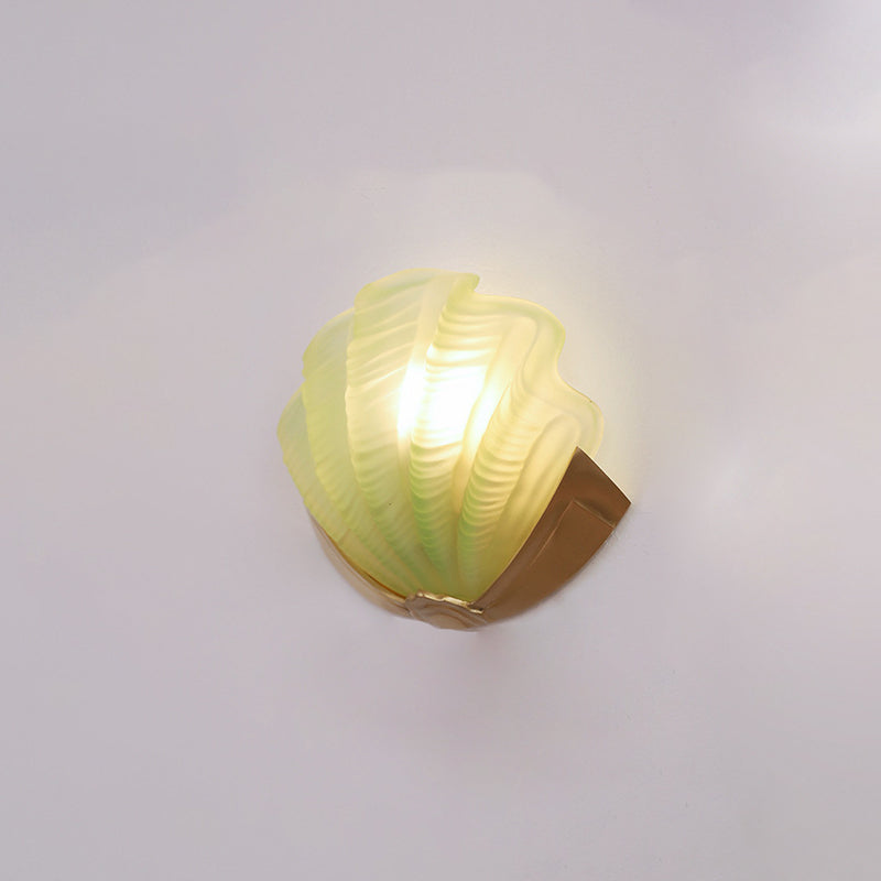Taavita Modern Art Deco 1-Light Wall Lamp Brass Glass for Living Room Shell