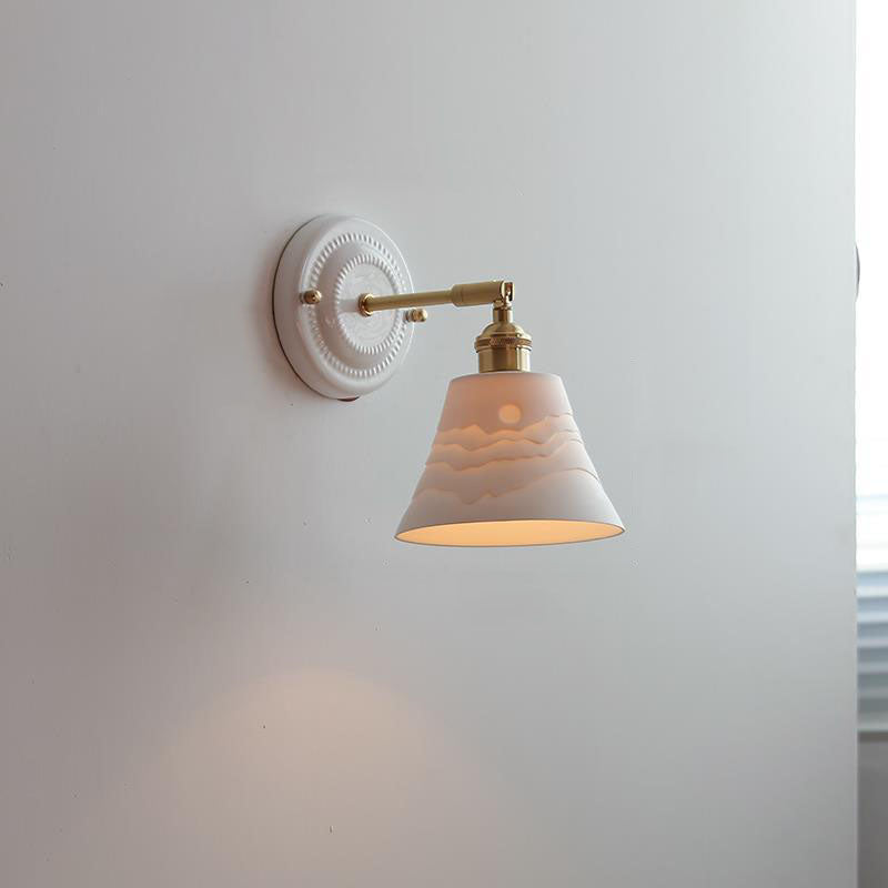 Taavita Vintage Wall Lamp made of Brass with 1 Ceramic Light - Modern Design in White and Copper, for Night/Living Room/Bedroom/Office, 110 V-240 V