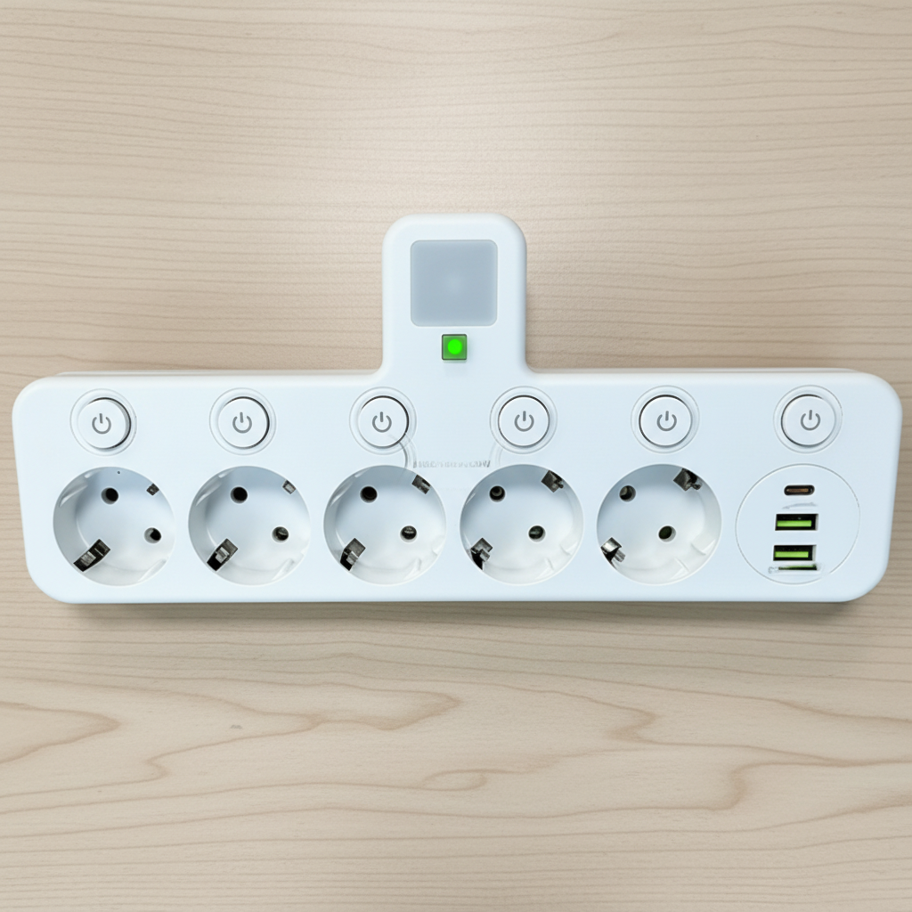 Multi-Outlet Charger with USB Ports and Soft Glow Light