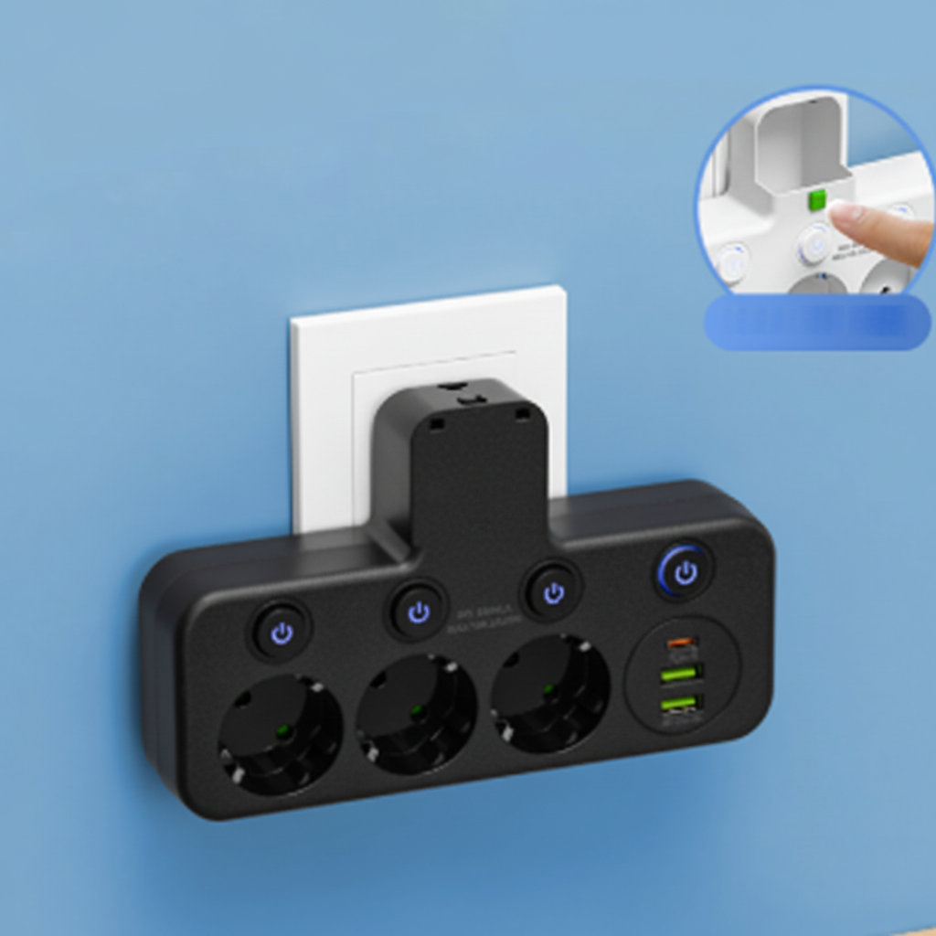 Multi-Outlet Charger with USB Ports and Soft Glow Light