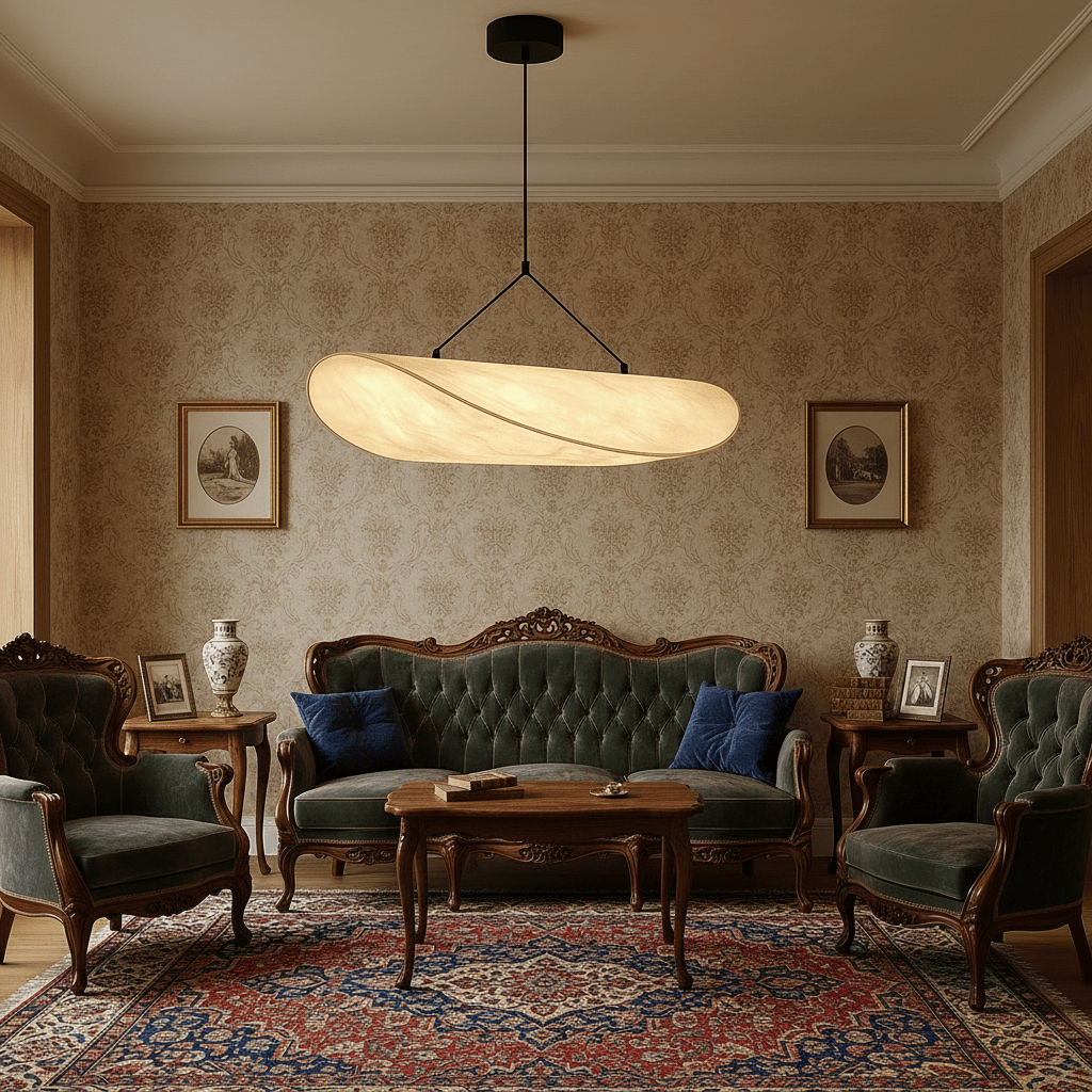 SereneGlow Japandi Silk Pendant Light with Energy-Efficient Design