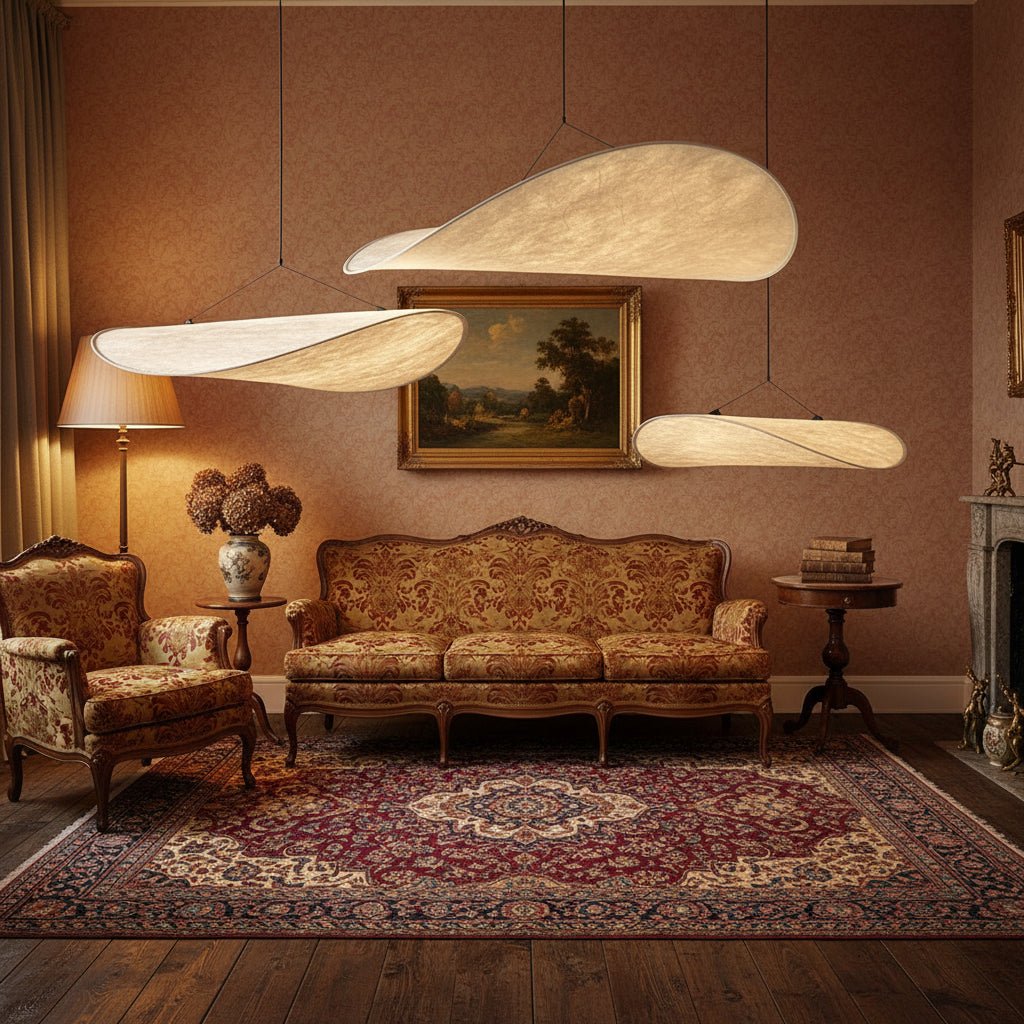 SereneGlow Japandi Silk Pendant Light with Energy-Efficient Design