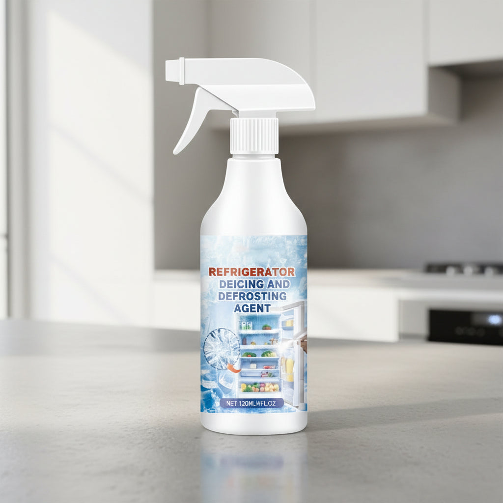 Instant Ice Remover Spray for Effortless Refrigerator Cleanup