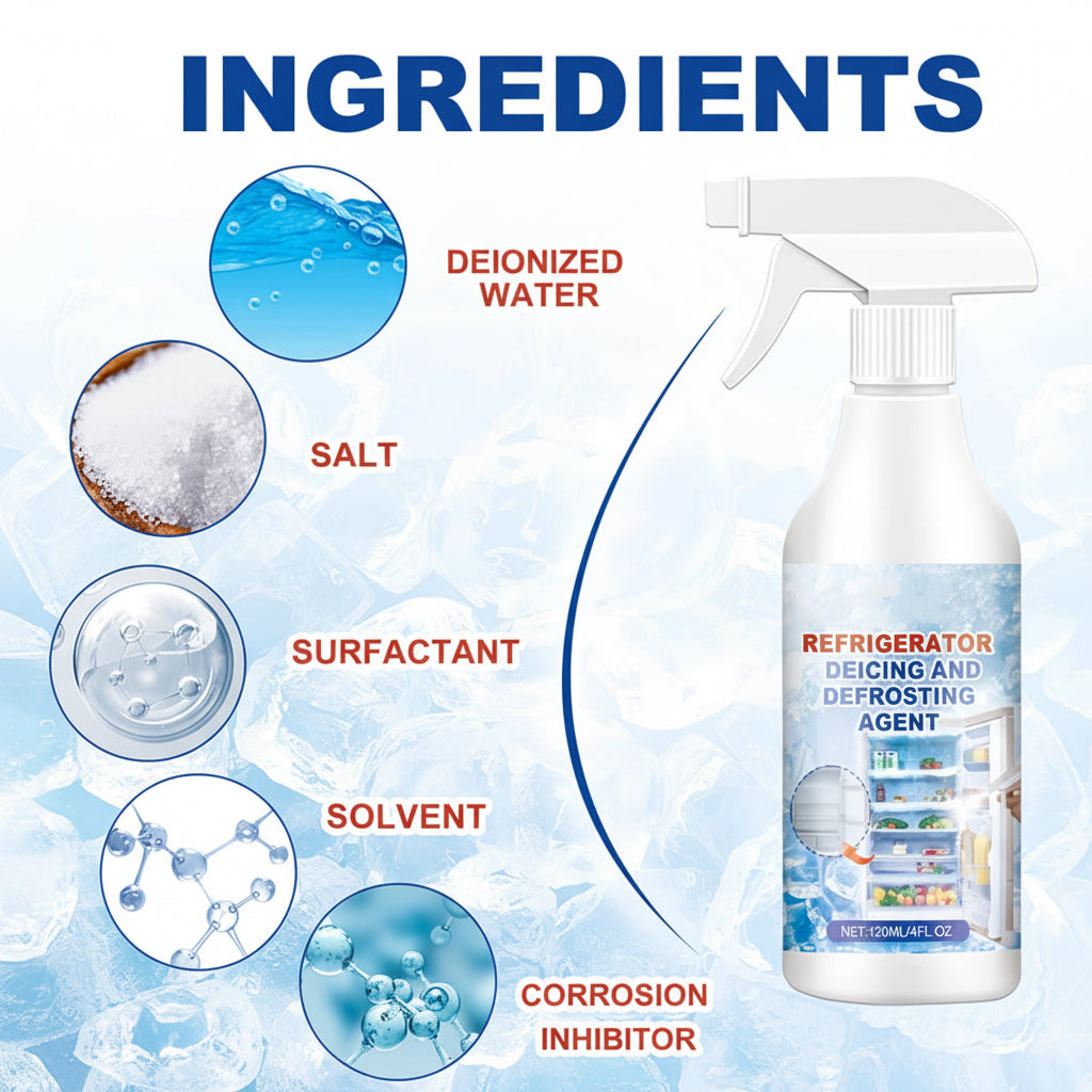 Instant Ice Remover Spray for Effortless Refrigerator Cleanup