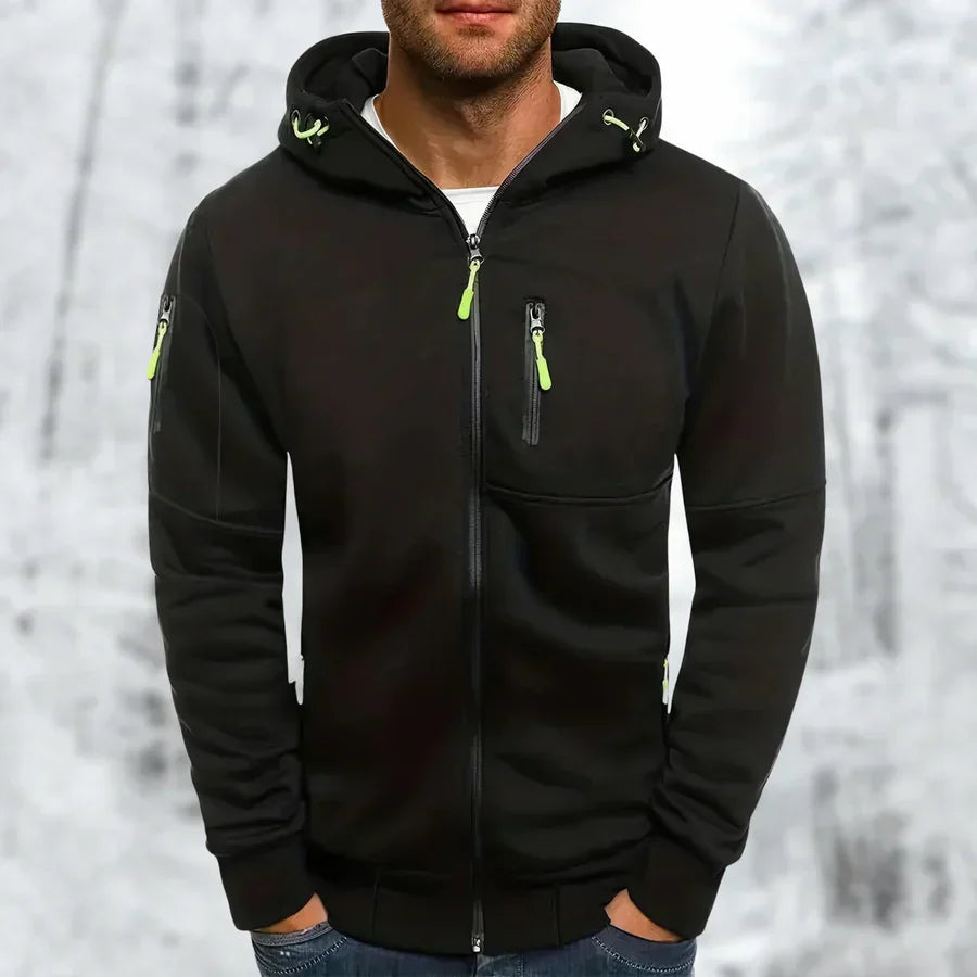 Men’s Hoodie Jacket | Multiple Zip Pockets & Adjustable Hood | High-Quality Fabric | Machine Washable