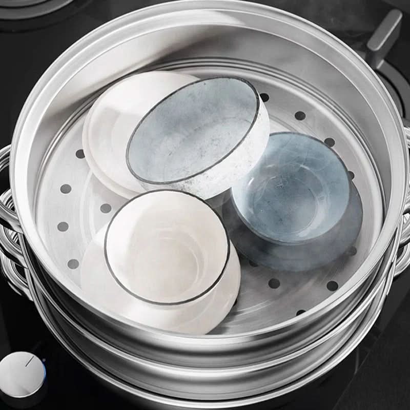 TriSteam Pro 3-Tier Stainless Steel Cooking Steamer with Glass Lid