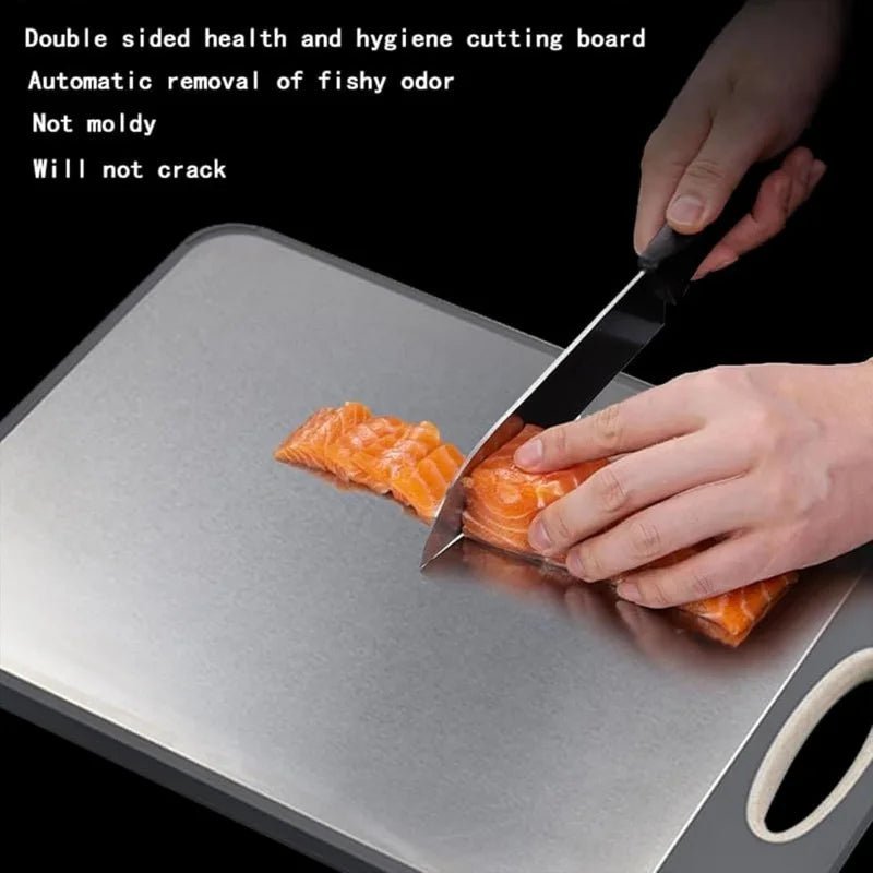 SleekCraft Dual-Surface Stainless Steel Cutting Board for Clean Prep