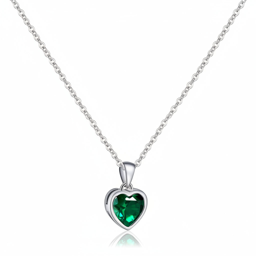 Charming Heart Pendant Necklace with Sapphire Gemstone